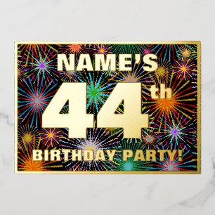 Invitation En Aluminium Fête d'anniversaire 44 ans — Feu d'artifice coloré