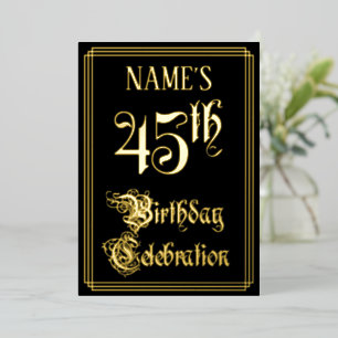Invitation En Aluminium Fête d'anniversaire 45 ans — Écriture élégante et 