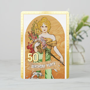 Invitation En Aluminium Fête d'anniversaire 50 ans, Déesse du Printemps, A