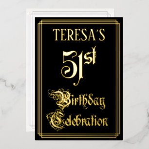Invitation En Aluminium Fête d'anniversaire 51 ans — Écriture fantaisie et