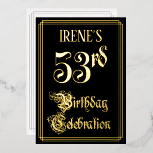 Invitation En Aluminium Fête d'anniversaire 53 ans — Écriture fantaisie et