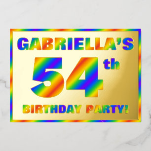 Invitation En Aluminium Fête d'anniversaire 54 ans — « 54 » spectre arc-en