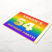 Invitation En Aluminium Fête d'anniversaire 54 ans : motif arc-en-ciel amu (Rotation)