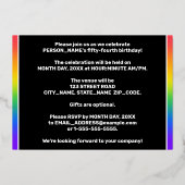 Invitation En Aluminium Fête d'anniversaire 54 ans : motif arc-en-ciel amu (Verso)