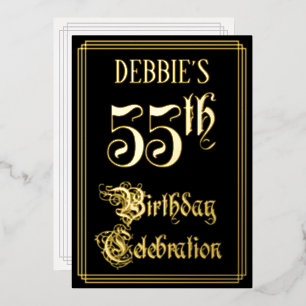 Invitation En Aluminium Fête d'anniversaire 55 ans — Écriture élégante et 