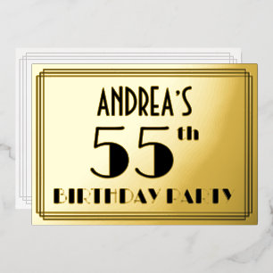 Invitation En Aluminium Fête d'anniversaire 55 ans — Style Art déco « 55 »