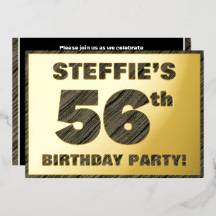 Invitation En Aluminium Fête d'anniversaire 56 ans — Texte à grain de bois