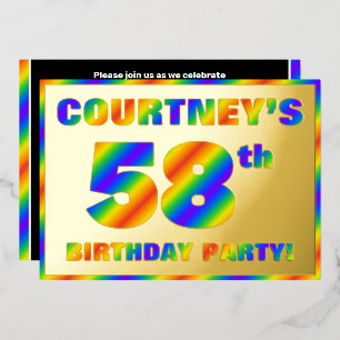 Invitation En Aluminium Fête d'anniversaire 58 ans — « 58 » spectre arc-en