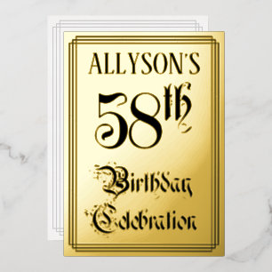 Invitation En Aluminium Fête d'anniversaire 58 ans — Écriture élégante + n