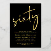 Invitation En Aluminium Fête d'anniversaire 60 ans Chic Script Or (Recto)