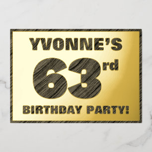 Invitation En Aluminium Fête d'anniversaire 63 ans — Texte à grain de bois