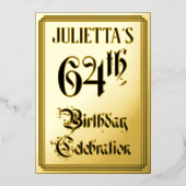 Invitation En Aluminium Fête d'anniversaire 64 ans — Écriture élégante + n (Recto)