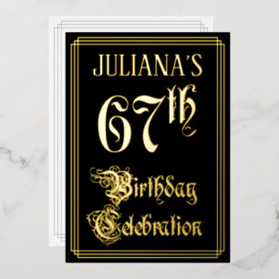 Invitation En Aluminium Fête d'anniversaire 67 ans — Écriture fantaisie et