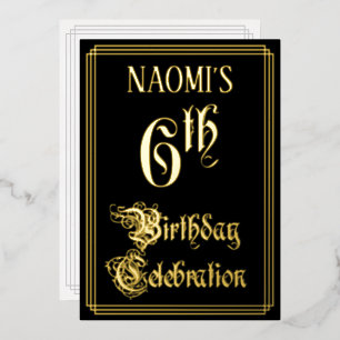 Invitation En Aluminium Fête d'anniversaire 6 ans — Écriture élégante et n