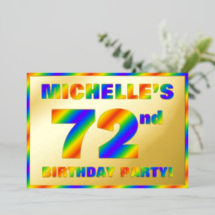 Invitation En Aluminium Fête d'anniversaire 72 ans — « 72 » spectre arc-en