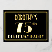 Invitation En Aluminium Fête d'anniversaire 75 ans : décoration Art déco “ (Recto)