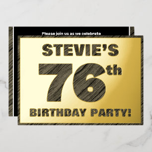 Invitation En Aluminium Fête d'anniversaire 76 ans — Texte à grain de bois