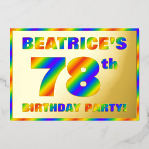 Invitation En Aluminium Fête d'anniversaire 78 ans — « 78 » spectre arc-en