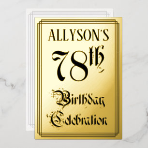Invitation En Aluminium Fête d'anniversaire 78 ans — Écriture élégante + n