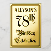 Invitation En Aluminium Fête d'anniversaire 78 ans — Écriture élégante + n (Recto)