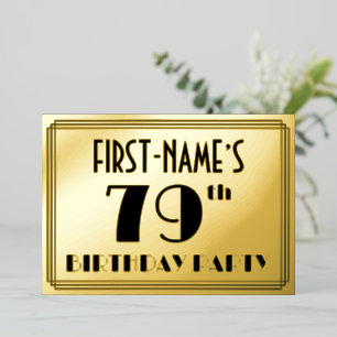 Invitation En Aluminium Fête d'anniversaire 79 ans — Style Art Déco “79” +