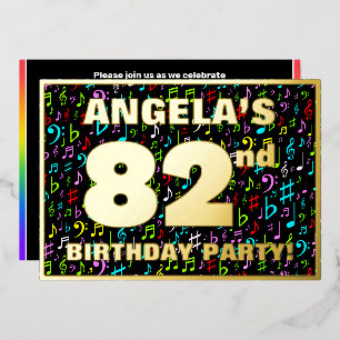 Invitation En Aluminium Fête d'anniversaire 82 ans — Symboles musicaux col