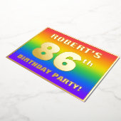 Invitation En Aluminium Fête d'anniversaire 86e : Amusant, Motif arc-en-ci (Rotation)