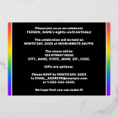 Invitation En Aluminium Fête d'anniversaire 86e : Amusant, Motif arc-en-ci (Verso)