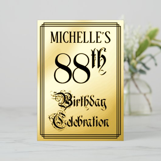 Invitation En Aluminium Fête d'anniversaire 88 ans — Écriture élégante + n (Debout devant)