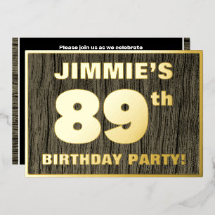 Invitation En Aluminium Fête d'anniversaire 89 ans : Motif gras à faux gra