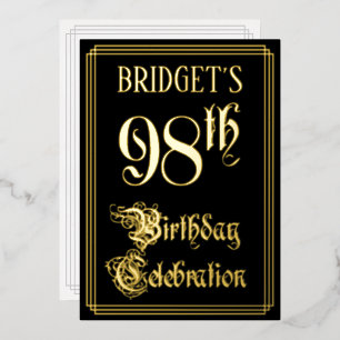 Invitation En Aluminium Fête d'anniversaire 98 ans — Écriture élégante et 