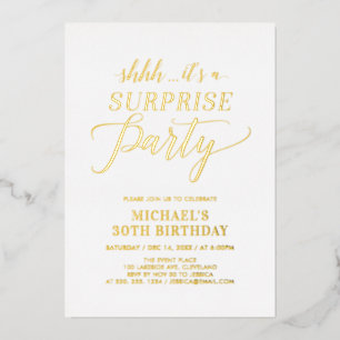 Invitation En Aluminium Fête d'anniversaire adulte surprise minimaliste mo