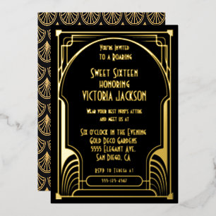 Invitation En Aluminium Fête d'anniversaire Art Déco pour une douce seize