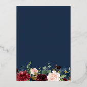 Invitation En Aluminium Fête d'anniversaire | Burgundy Navy Floral Real Go (Verso)