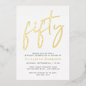 Invitation En Aluminium Fête d'anniversaire Chic Script 50 ans (Recto)