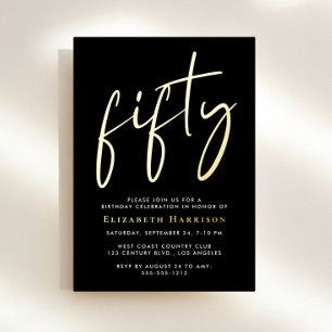 Invitation En Aluminium Fête d'anniversaire Chic Script 50 ans