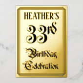 Invitation En Aluminium Fête d'anniversaire de 33 ans — Écriture élégante (Recto)