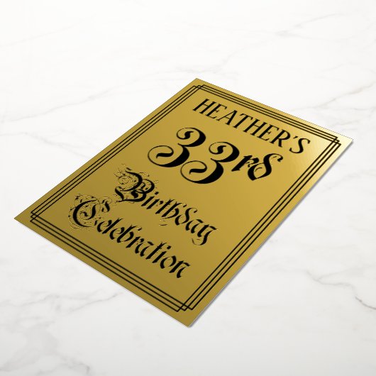 Invitation En Aluminium Fête d'anniversaire de 33 ans — Écriture élégante (Rotation)