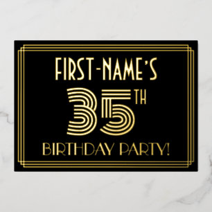 Invitation En Aluminium Fête d'anniversaire de 35 ans — Style Art déco « 3