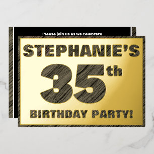 Invitation En Aluminium Fête d'anniversaire de 35 ans — Texte à grain de b