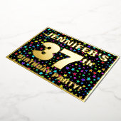 Invitation En Aluminium Fête d'anniversaire de 37 ans — motif d'étoiles am (Rotation)