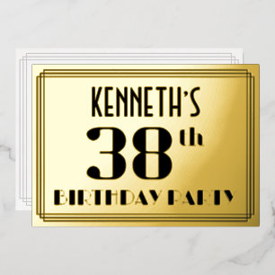 Invitation En Aluminium Fête d'anniversaire de 38 ans : décoration Art Déc