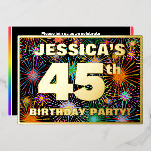 Invitation En Aluminium Fête d'anniversaire de 45 ans — Feu d'artifice amu