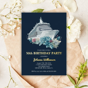 Invitation En Aluminium Fête d'anniversaire de 50 ans de bateau de croisiè