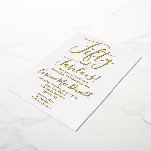 Invitation En Aluminium Fête d'anniversaire de 50 ans Fifty and Fabulous a