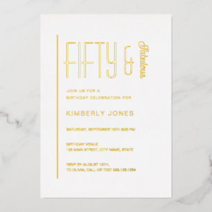 Invitation En Aluminium Fête d'anniversaire de 50 ans Fifty and Fabulous a