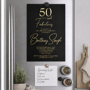 Invitation En Aluminium Fête d'anniversaire de 50 ans Fifty and Fabulous a