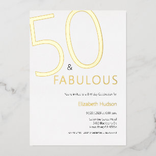 Invitation En Aluminium Fête d'anniversaire de 50 ans Fifty and Fabulous a