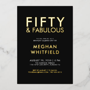 Invitation En Aluminium Fête d'anniversaire de 50 ans Fifty and Fabulous a