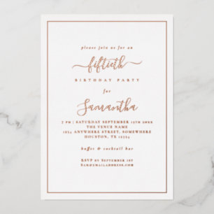 Invitation En Aluminium Fête d'anniversaire de 50 ans luxe bordure écritur